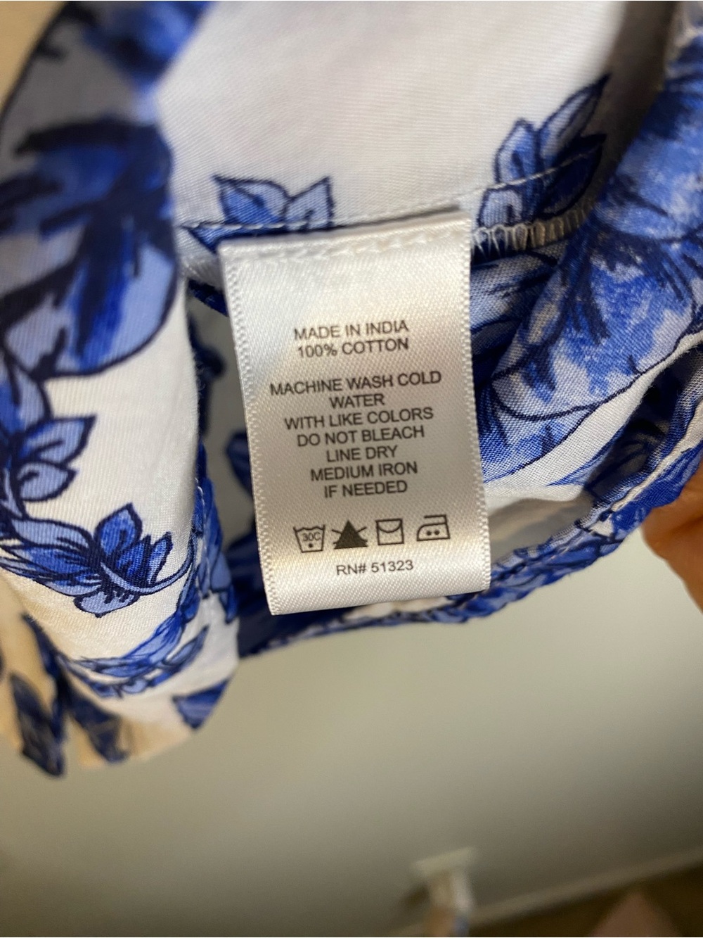CeCe Blue and White Floral Ruffle Sleeve Blouse - Picture 8 of 12